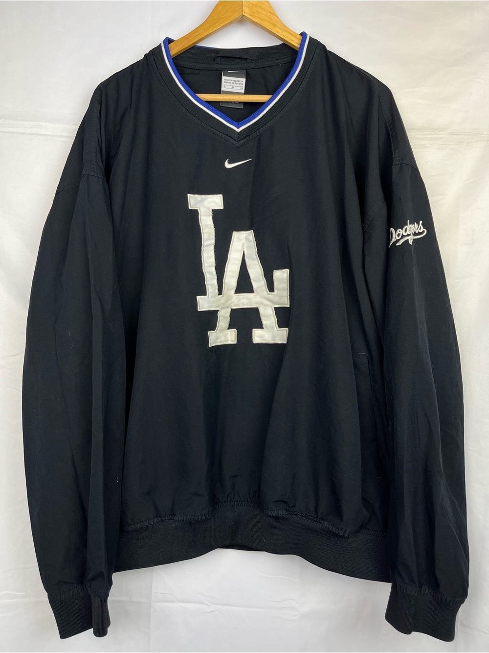 Vintage Nike LA Dodgers Pullover Windbreaker Jacket Black Size XL Y2K